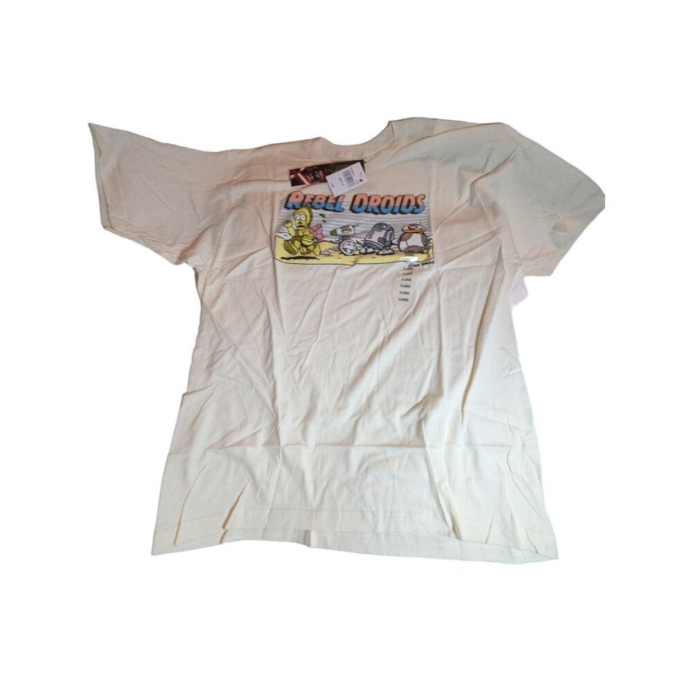 Star Wars Fifth Sun Men's XL Beige Short Sleeve Rebel Droids Graphic T-Shirt New